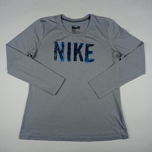 NIKE Dri-Fit Long Sleeve T-Shirt Women's Size Large Gray